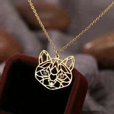  Halskette Kette Anhänger Damen Mädchen Edelstahl Katze Silber Gold NEU