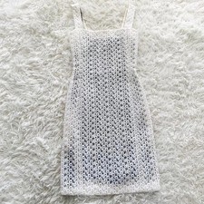 Celine Phoebe Knielanges Kleid Leinen Cutwork Spitze Größe FR36