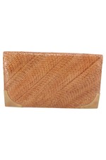 ARTISTIC Clutch Damen Lederimitat Braun Tiermotive Elegant Abendtasche Metall