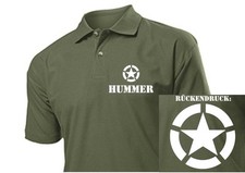 US Army Polo Shirt Hummer Allied Star Gr S-XXL H1 TOP 4x4 Off-Road HMVEE V8