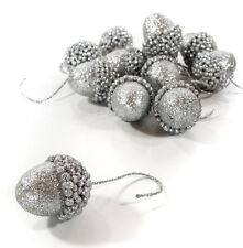 Christbaumschmuck "Silber Eicheln",12 Stück,Styropor,sehr leicht,Baumschmuck,NEU