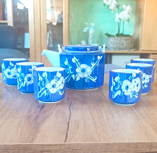 Keramik teeservice blau - keramik,