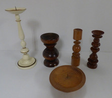 Konvolut 6x Kerzenständer Holz Holzleuchter gedrechselt VEB Holzkunst Dresden