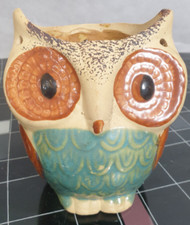 Vase Blumenvase Becher Eule sehr dekorativ Keramik handbemalt