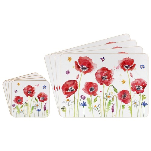 Mohn tischset untersetzer set - mohn,