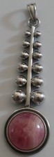 Designer Anhänger mit Rhodochrosit 935 Silber Vintage 70er Pendant 