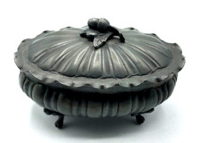 Alte Mazzucco Zinn Dose Schatulle Deckeldose Eichel Griff sehr gepflegt L 13 cm