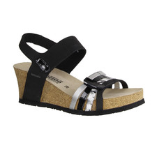 Mephisto Lucia Damensandalette, Leder, Black, Keilsandale - Damenschuhe