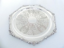 ♛ Schönes rundes Tablett "Viners" Sheffield - 31 cm Durchmesser- versilbert ♛