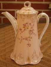 Antik: zauberhafte alte Jugendstil  Kaffeekanne / Kakaokanne, Keramik; 1,5 L