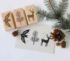 Stempel Winter groß, Stempel Taube Rentier Hirsch Tannenzweig, Stempel Scandi