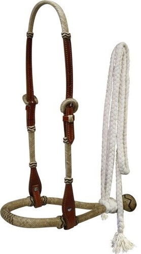 Leather headstall bitless - leather,