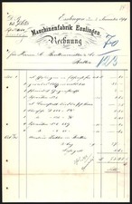 Rechnung Esslingen 1894, Maschinenfabrik Esslingen 