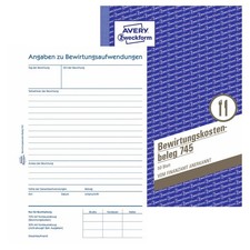 5 AVERY Zweckform 745 Bewirtungskostenbeleg Bewirtungsnachweis DIN A5 50 Blatt