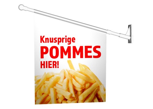 Werbefahne knusprige pommes - knusprige,