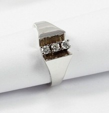 Ring in 585 Weißgold 14 Karat mit 3 Diamant Brillanten 0,18ct