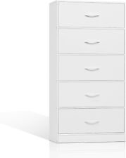 Kommode mit 5 Schubladen Weiß aus Stoff Stoffkommode 108x30x54cm ssk015ws