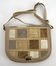Damen Handtasche - Conti Osvaldo - beige Patchwork Leder Jute Wildleder