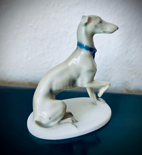 Rosenthal windhund weiß blau - windhund, weiß/blau