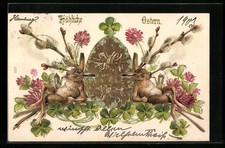 Ansichtskarte Osterhase rauchen eine Pfeife 