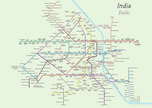 Delhi metro karte wandkunst - delhi,