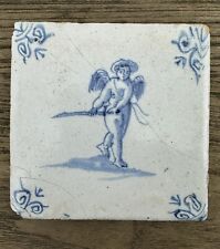 Fliese Kachel antik alt antique dutch tile tuile tegel Amor Delft Art Engel