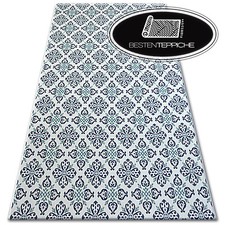 Moderne SISAL Teppich "COLOR" Weiß Blau Flach webart Blumen Einfach zu säubern