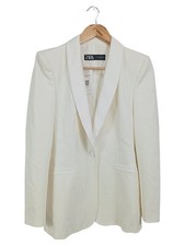 ZARA Damen Blazer 36/S Weiß Elegant Business Jacke Sakko