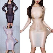 DE Damen Transparent Kleid Bodycon Minikleid durchsichtig Nachthemd Partykleids