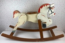 Altes Schaukelpferd aus Holz bemalt, L=88cm, H=53cm, B= 37cm 1950er Jahre