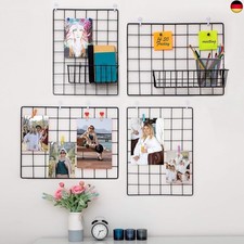 ODOXIA 4er-Pack Wandgitter Schwarz | Gitter Pinnwand Fotogitter mit Magnet-Pins
