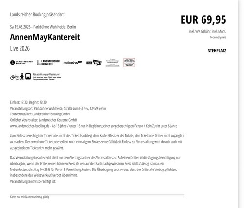 Tickets annenmaykantereit - 2,