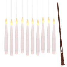 10 schwebende Halloween Deko LED Tafel-Kerzen Zauberstab magisch Fliegende weiß