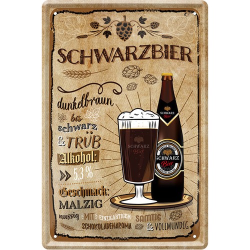 Blechschild 20x30 schwarzbier - blechschild,