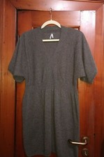Kaschmir Kleid / Longpullover Gr. XL Anthrazit V-Ausschn. 100% Cashmere Kurzarm