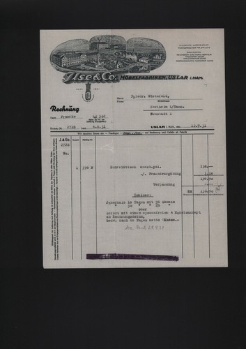 Uslar rechnung 1931 ilse - rechnung, &