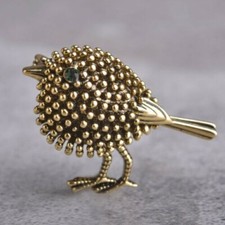 Brosche Vogel Spatz Sperling Anstecknadel schöne Verarbeitung silber oder gold