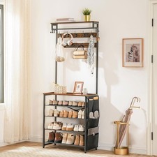 HOOBRO Garderobenständer Schuhregal mit Garderobe Schuhschrank 75 x 32 x185 cm