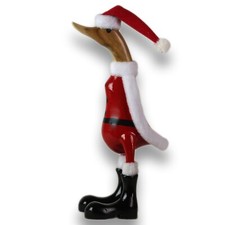 Holz Ente Lauf Ente Gartendeko Figur aus Bambus Wurzel und Teak Holz Santa