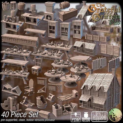 Resin medieval tavern terrain - medieval,