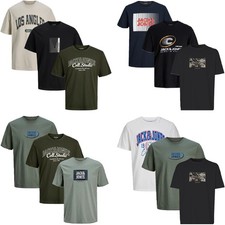 Jack Jones T-Shirt Herren ** 3er Pack ** Tee Marken Rundhals Männer Shirt Party
