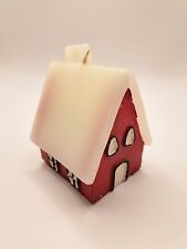 Kerze - Relief Kerze - Form Haus - Farbe rot weiss