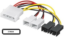 2x PC Lüfter Strom Kabel Adapter 4 PIN zu 4x Molex 3 PIN 2x 12 V/2x 5 V 93632 