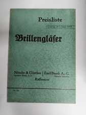 Brillengläser Preisliste 1935