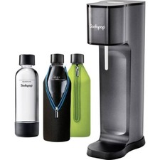 Sodapop Wassersprudler Joy Prestige Schwarz + 1 PET-Flasche, 2 Glasflaschen & CO