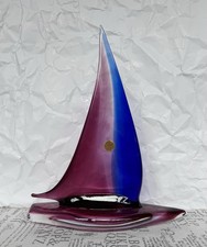 Formia Murano  Skulptur Segelboot 28 cm 70er Muranoglas Sticker / Ritzmarke