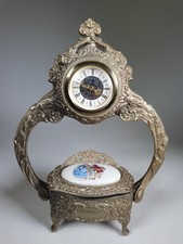 Vintage Kaminuhr mit kleinem Schmuckstück oder Schmuckkästchen Sockel selten Sammlerstück