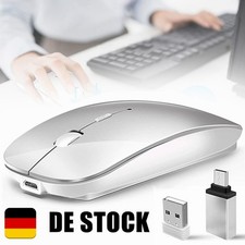 Maus Wireless Schnurlos 1600DPI Mouse Kabellos Funk +USB Empfänger USB-C Adapter