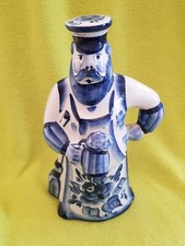 Porzellan Flasche russische Lustiger Hausmeister mit Bier Gzhel Gshel h 22 cm