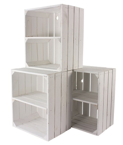 5er set weiße holzkiste - weiße, mit